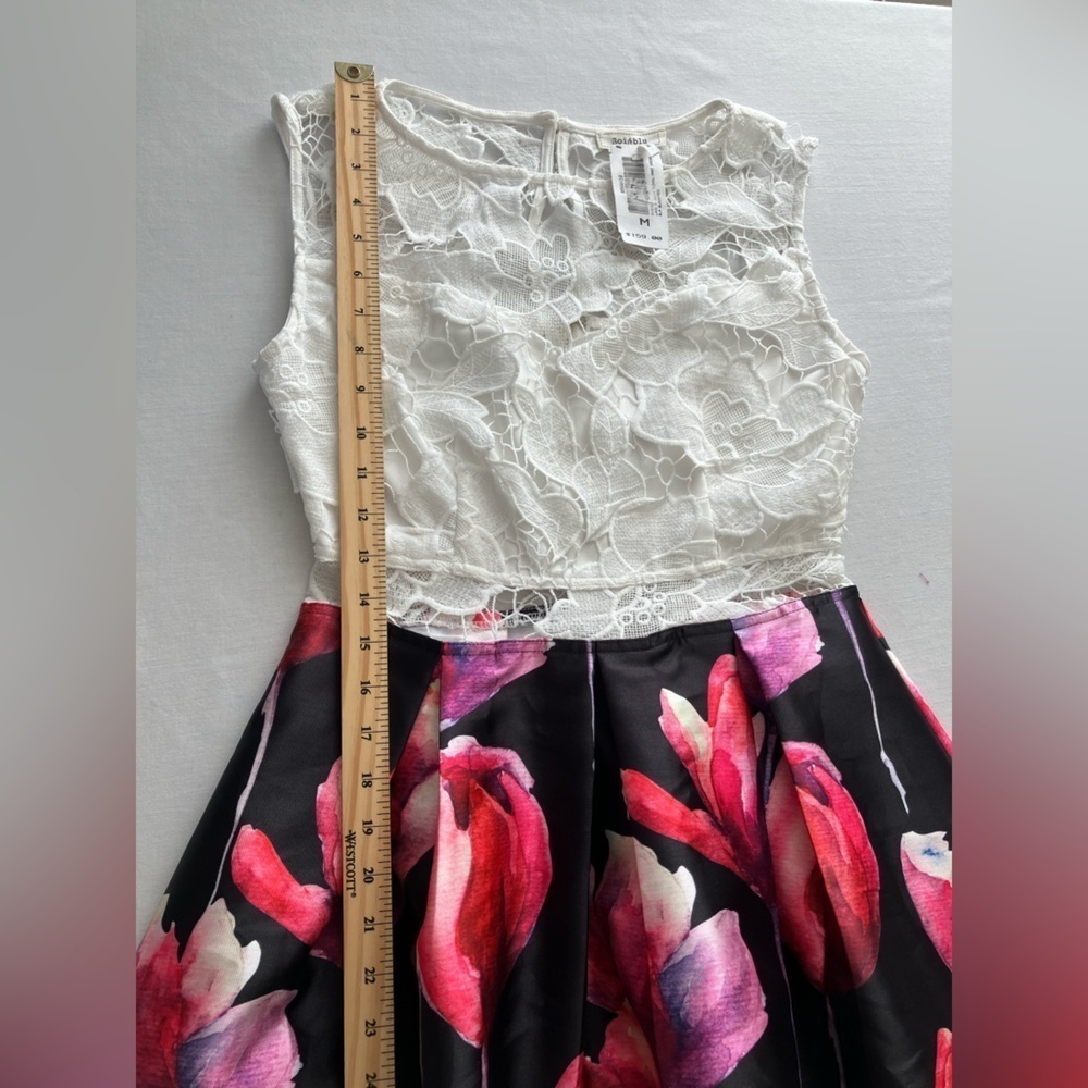 Soieblu Event Party Maxi Dress Sz M NWT Lace Cut Out Bodice Floor Length Tulips - Picture 11 of 13